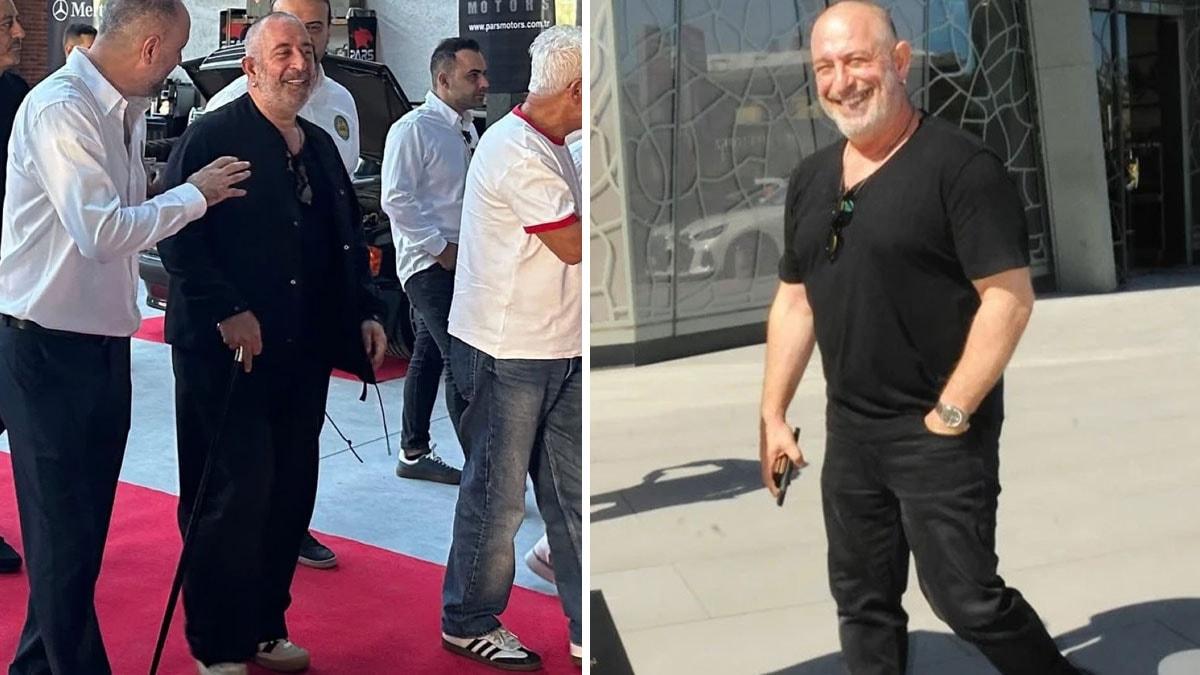Cem Yılmaz bastonu attı, muhabirlere poz verdi