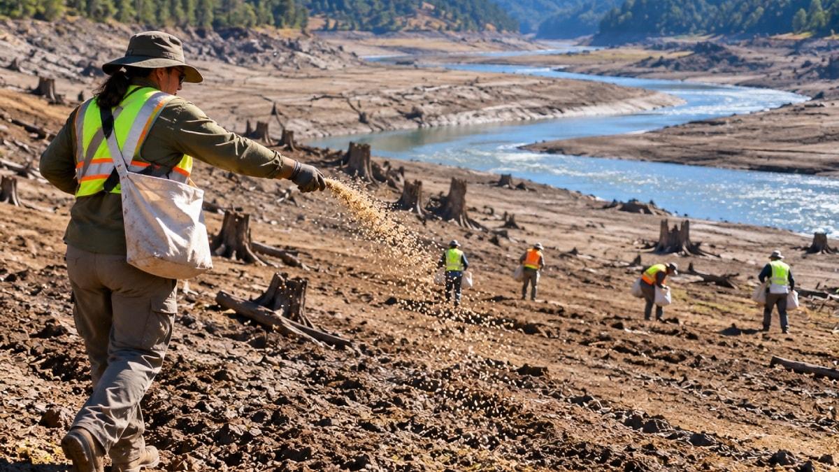 Sular çekilince dev operasyon: 17 milyar tohum toprakla buluşuyor